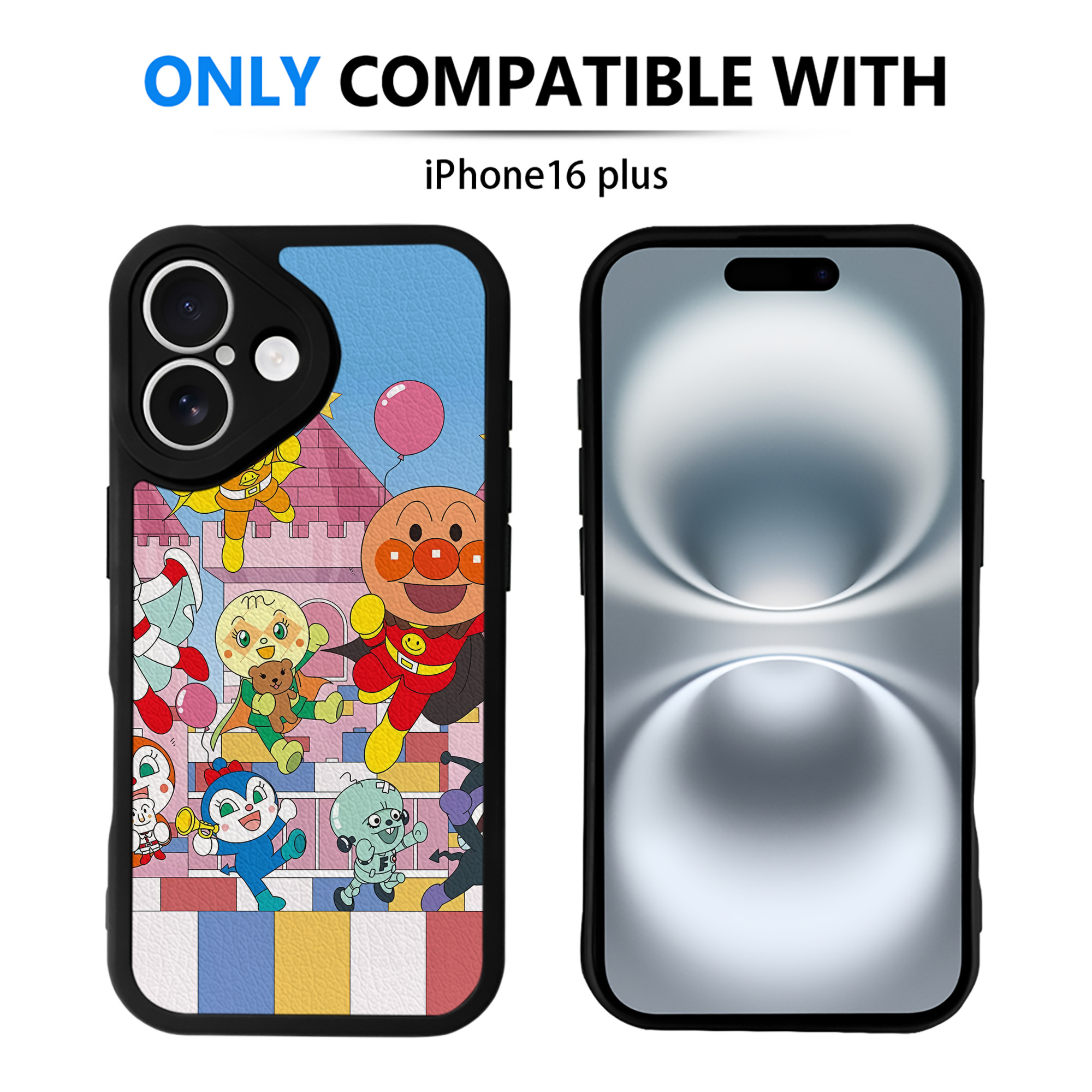 （画像用） アンパンマン Anpanman 【iPhone 16シリーズ対応】シリコンスマホケース（レザー調） 材質：シリコン